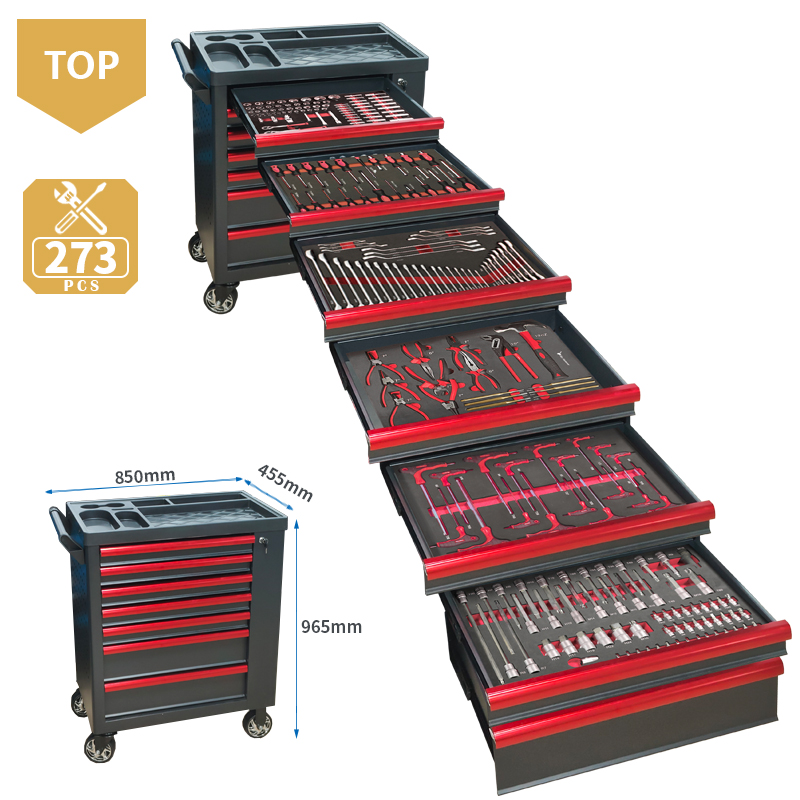 Workshop Tools Trolley - 7-laden gereedschapswagen met 273-delige EVA schuim