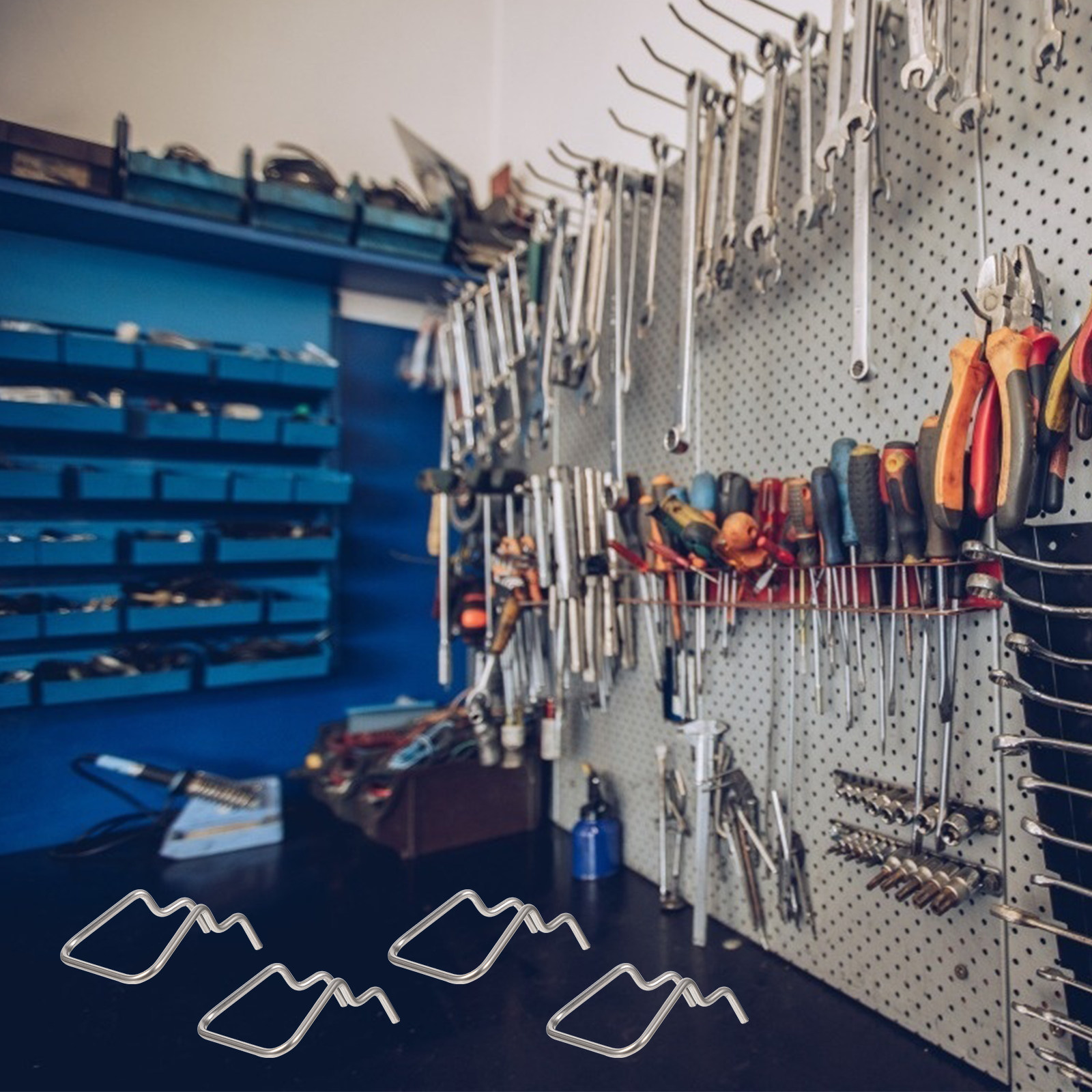 Workshop Tools Display - 12 stuks stalen pegboard-haken, gereedschapsorganizer, antislip