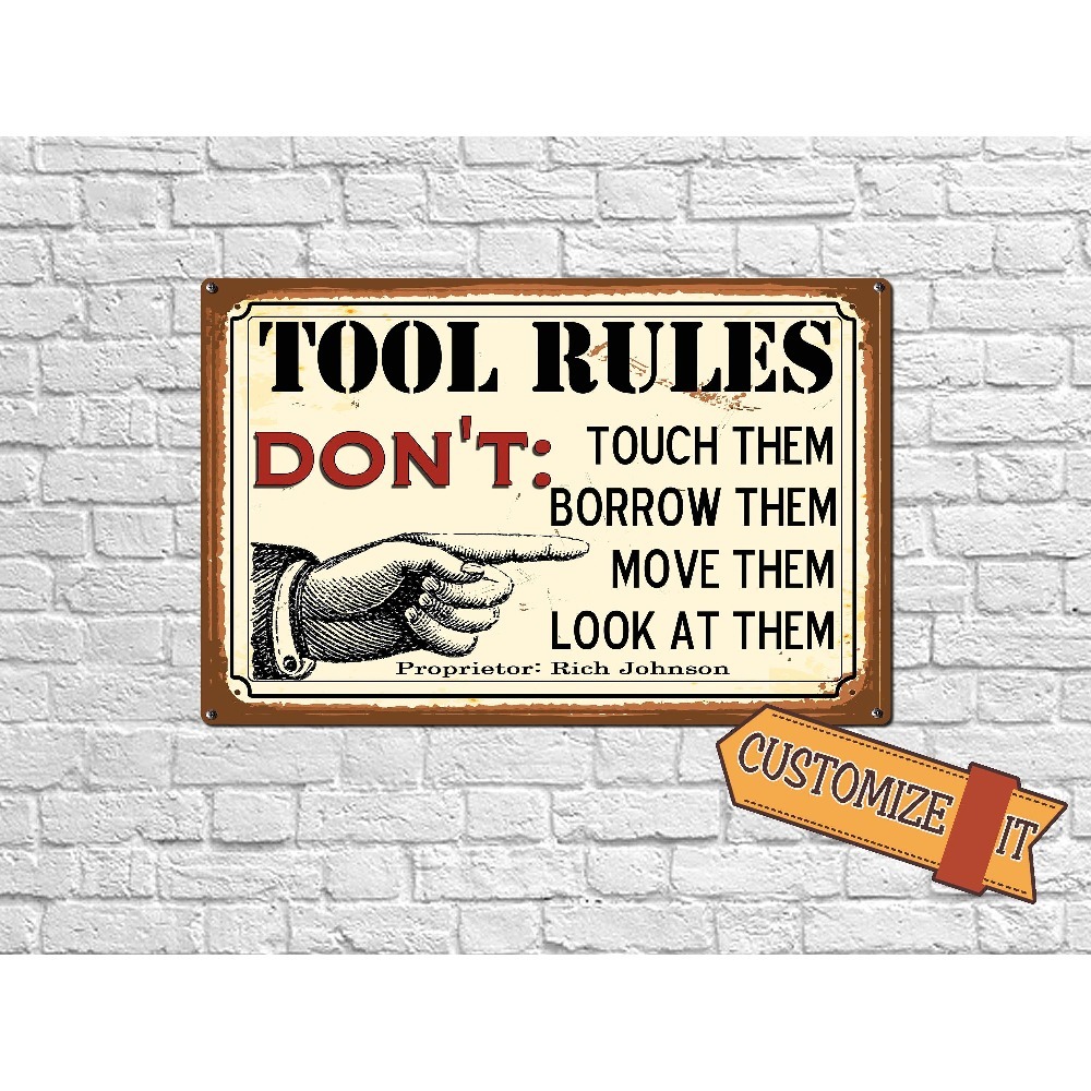 Workshop Tools With Name - 1 stuk aanpasbare metalen plaat met