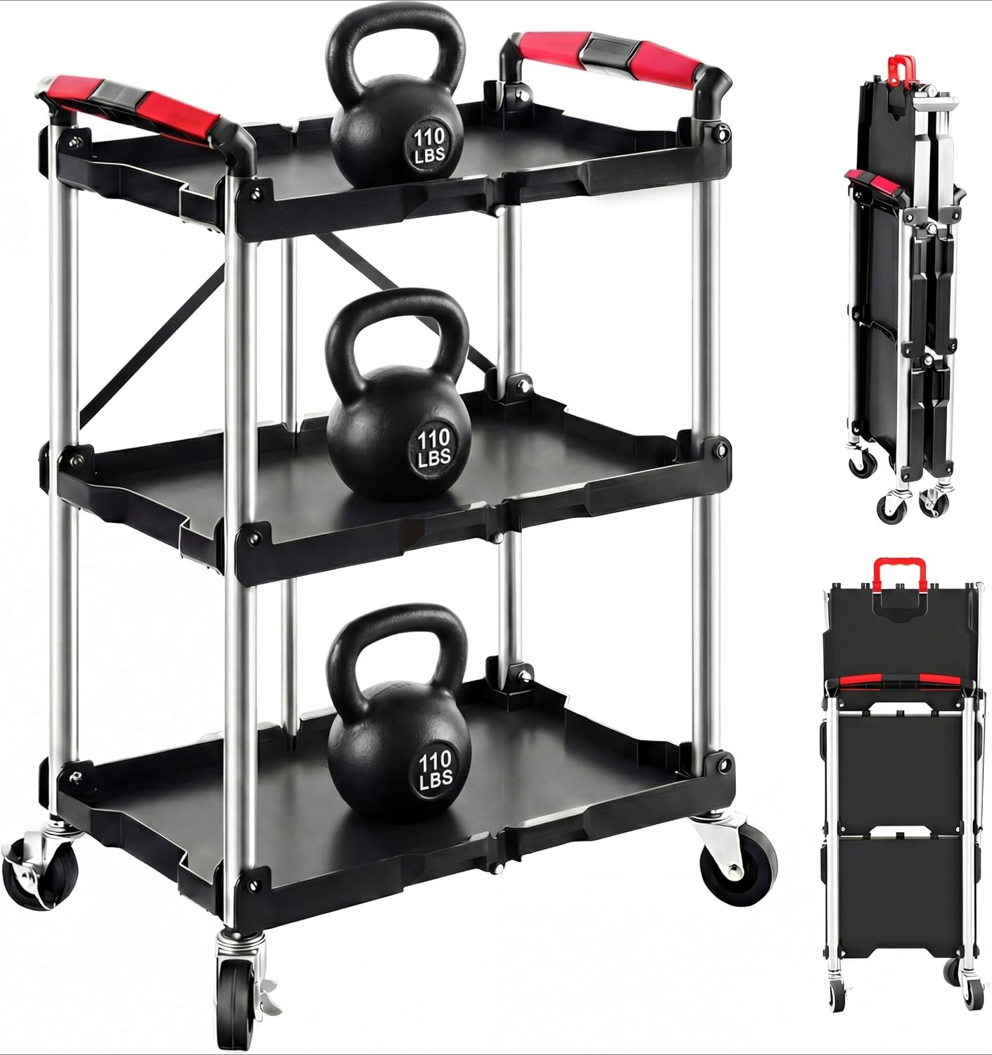 3-laags opvouwbare rollende we - Workshop Tools Trolley recensie en prijs